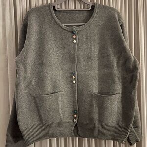 Elegant Gray Cardigan with Button Details